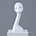 Wholesale white fiberglass custom long neck hat display  fiber glass female beautiful eyelash mannequin head without hair